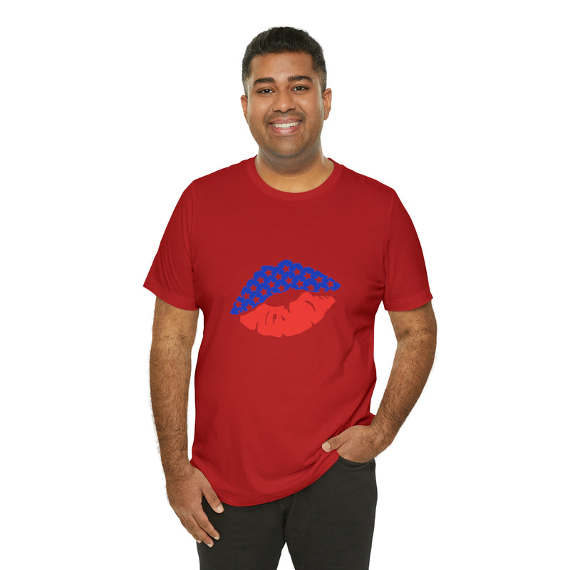 American Lips Short Sleeve Tee - Soft & Comfortable - Patriotic Clothing - Made in the USA