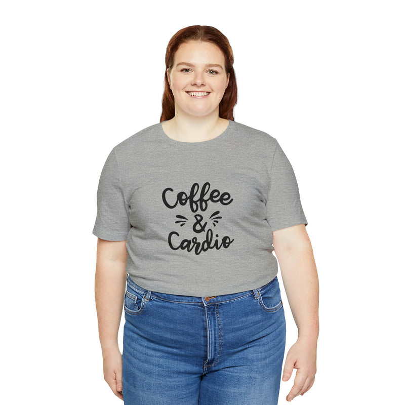 Coffee & Cardio Unisex Jersey Short-Sleeve Tee - Funny & Motivational T-Shirt for Coffee Lovers & Fitness Enthusiasts - Soft & Comfortable - Made in the USA