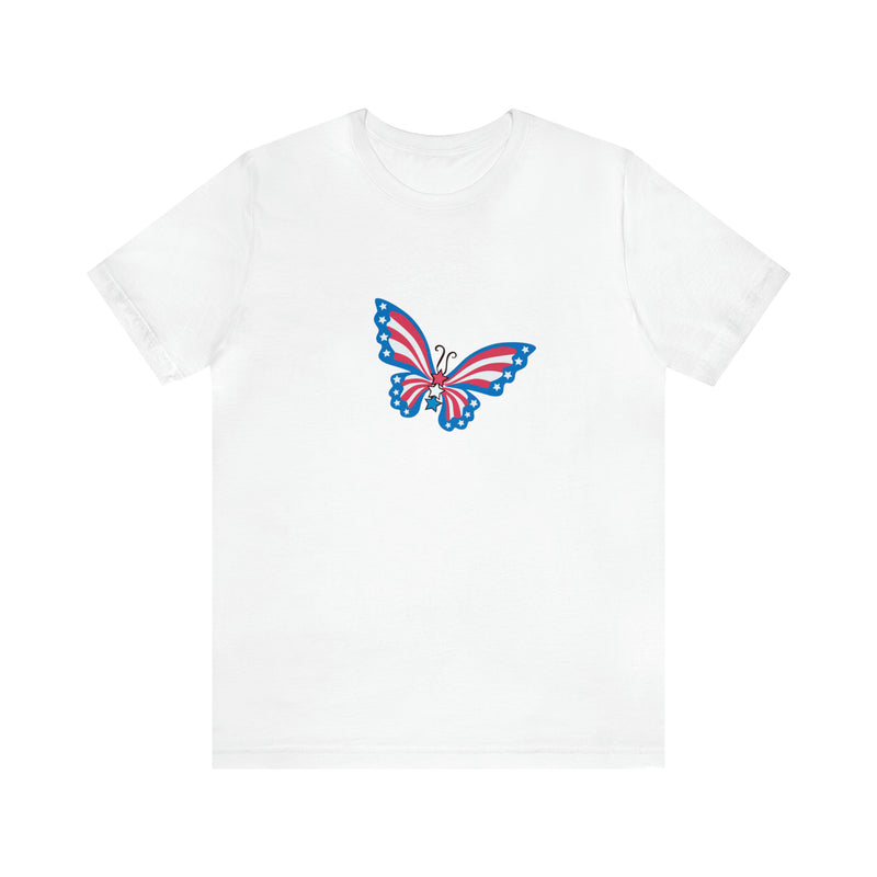 Patriotic Butterfly Jersey Short Sleeve Tee - Soft & Comfortable - Patriotic Clothing - Made in the USA