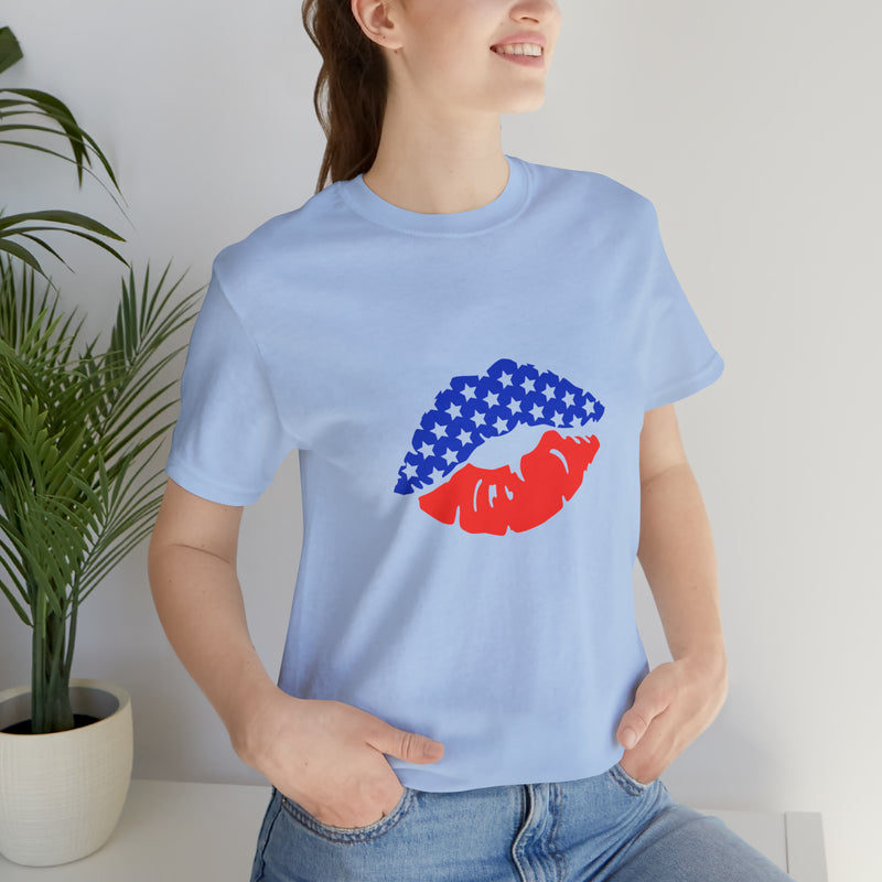 American Lips Short Sleeve Tee - Soft & Comfortable - Patriotic Clothing - Made in the USA