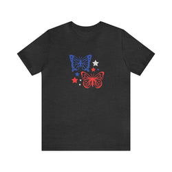 4th of July Butterflies Unisex Jersey Short Sleeve Tee - Patriotic Clothing - Made in the USA