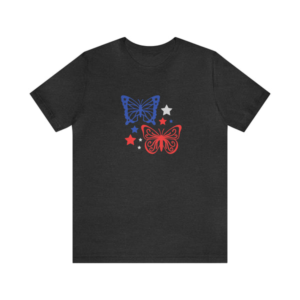 4th of July Butterflies Unisex Jersey Short Sleeve Tee - Patriotic Clothing - Made in the USA