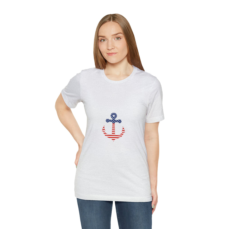 American Flag Anchor Short Sleeve Tee - Patriotic Clothing - Made in the USA