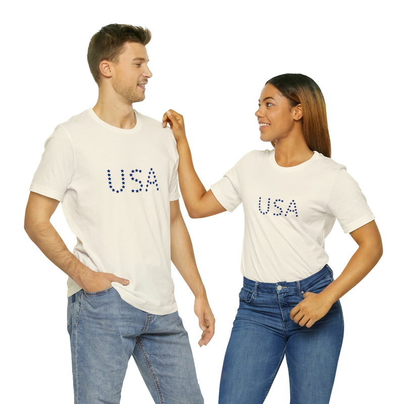 Blue USA Stars Short Sleeve Tee - Patriotic Clothing - Made in the USA