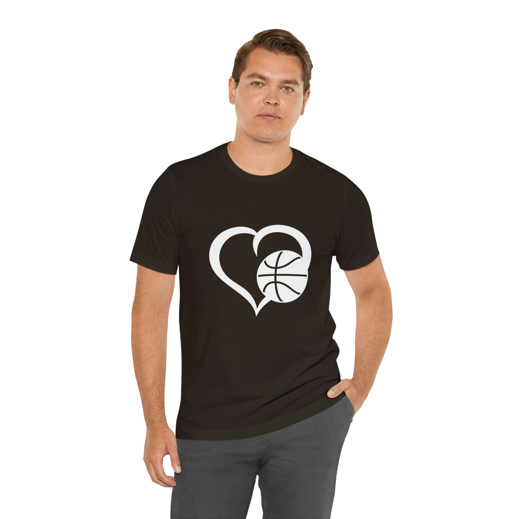 Basketball Heart Short-Sleeve Tee - Cute & Stylish T-Shirt for Basketball Lovers - Soft & Comfortable