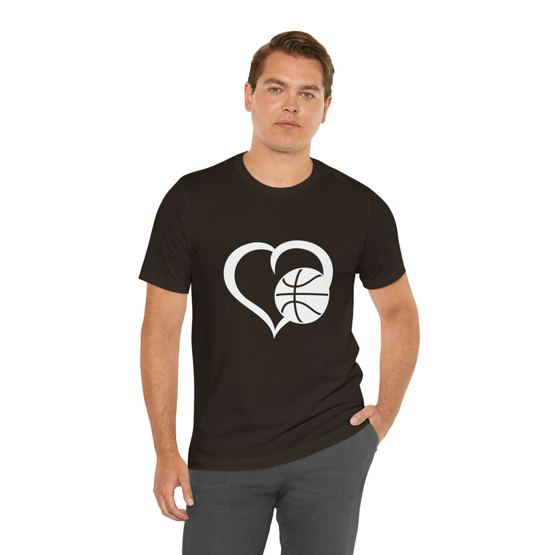 Basketball Heart Short-Sleeve Tee - Cute & Stylish T-Shirt for Basketball Lovers - Soft & Comfortable - Made in the USA