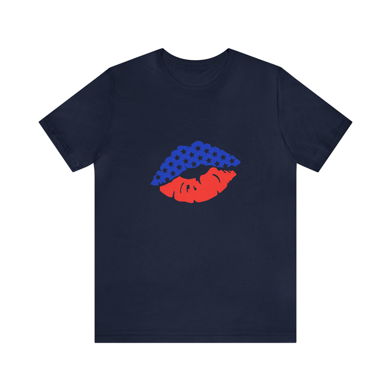 American Lips Short Sleeve Tee - Soft & Comfortable - Patriotic Clothing - Made in the USA