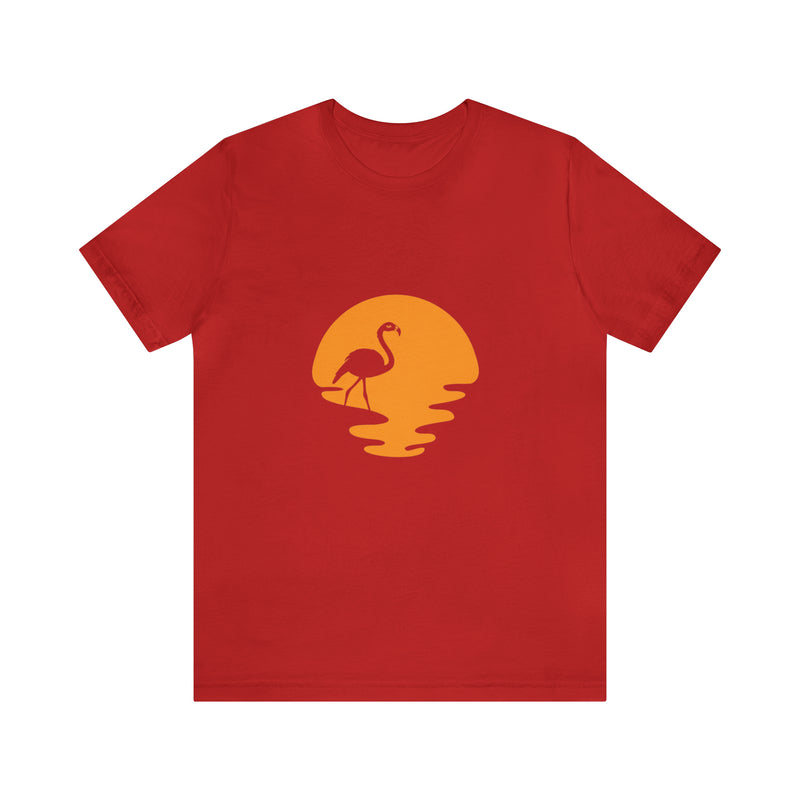 Flamingo Sunset Unisex Jersey Short-Sleeve Tee - Tropical & Relaxing T-Shirt for Flamingo Lovers - Soft & Comfortable - Made in the USA