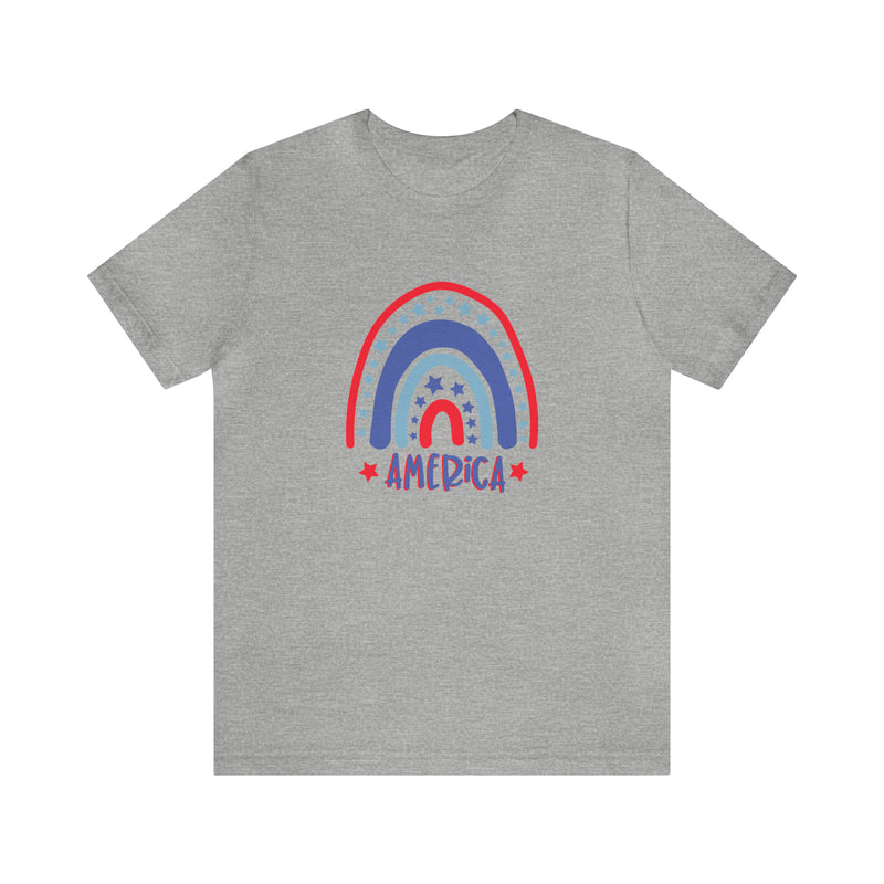 America Rainbow Short Sleeve Tee - Soft & Comfortable - Patriotic Clothing - Made in the USA