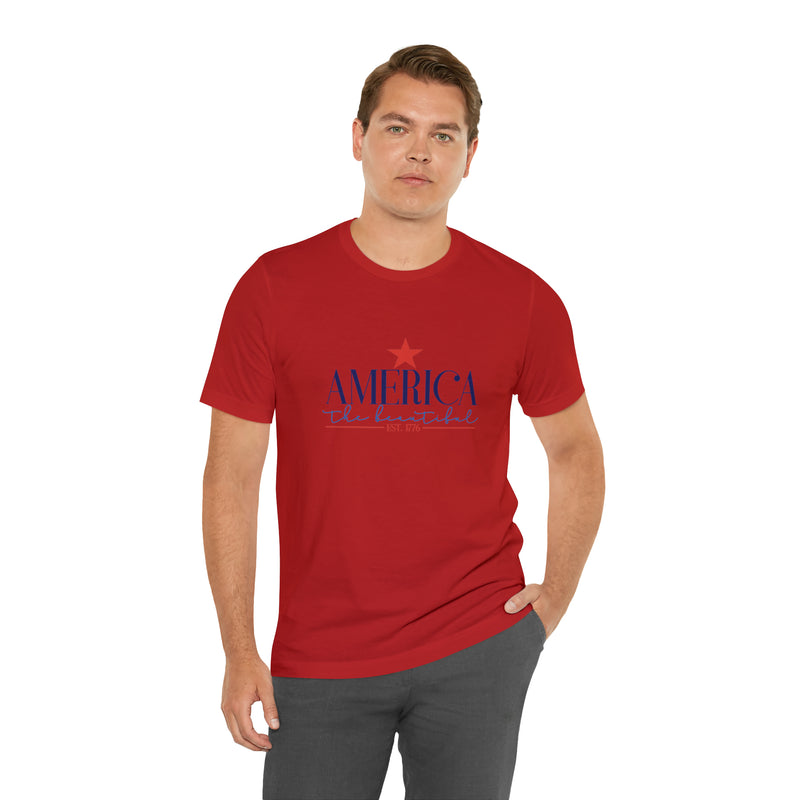 America the Beautiful Short Sleeve Tee - Soft & Comfortable - Patriotic Clothing - Made in the USA