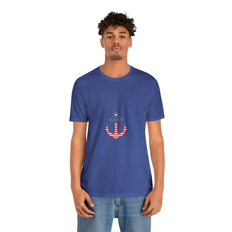 American Flag Anchor Short Sleeve Tee - Patriotic Clothing - Made in the USA