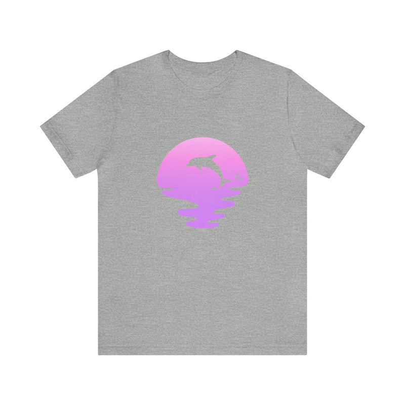 Dolphin Sunset Jersey Short-Sleeve Tee - Ocean Inspired T-Shirt for Women & Men - Soft & Comfortable - Made in the USA