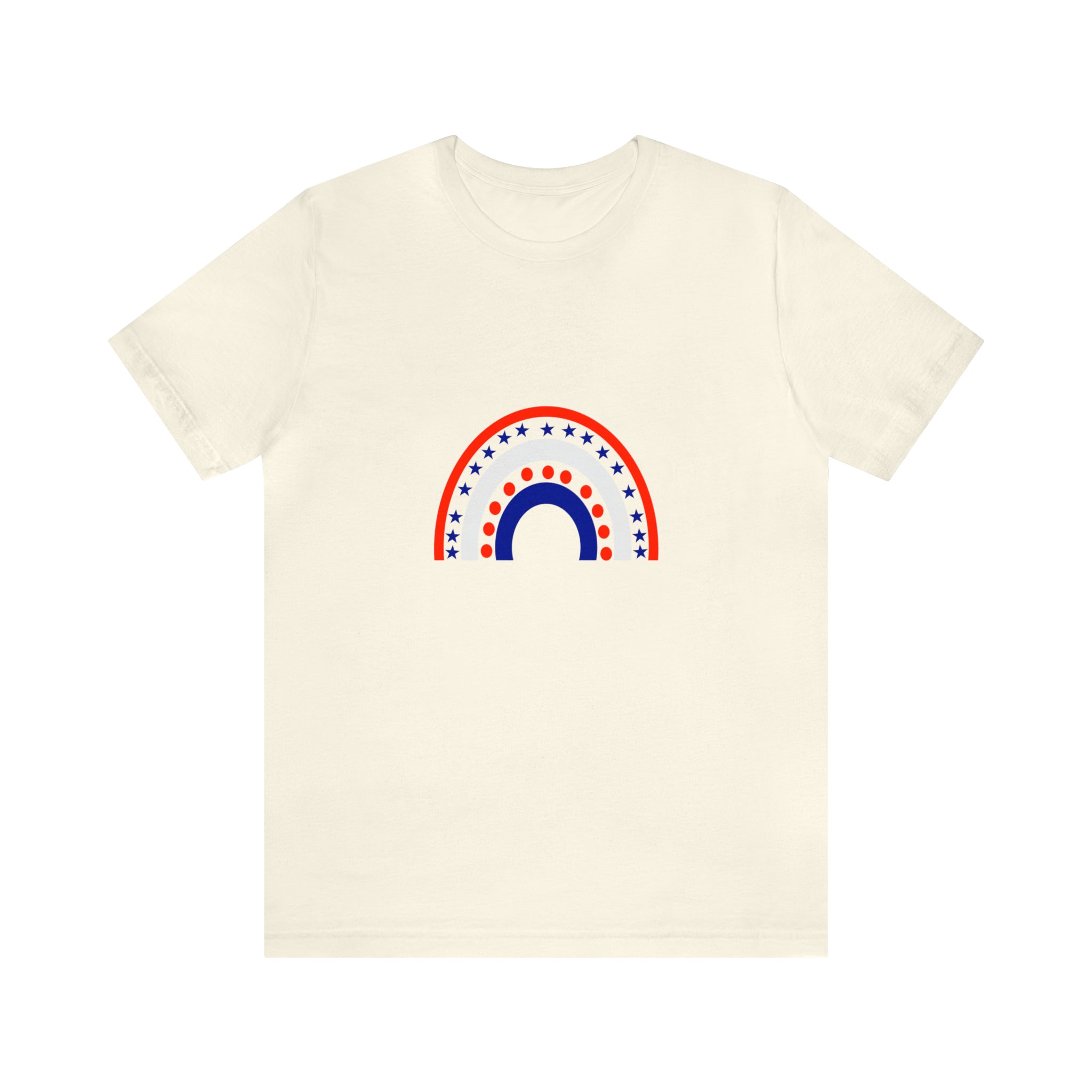 4th of July Rainbow Jersey Short Sleeve Tee - Soft & Comfortable - Patriotic Clothing - Made in the USA
