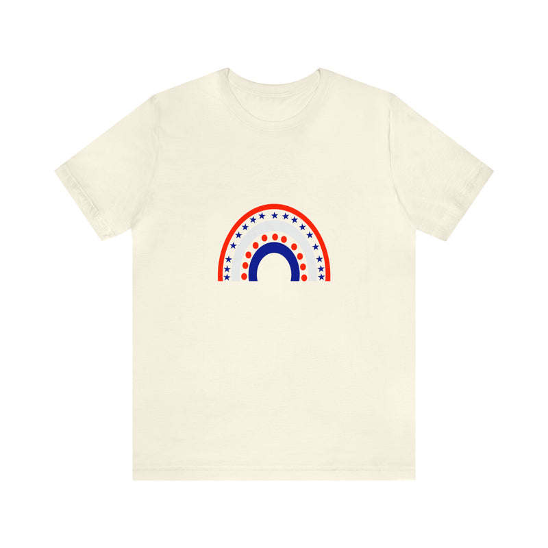 4th of July Rainbow Jersey Short Sleeve Tee - Soft & Comfortable - Patriotic Clothing - Made in the USA