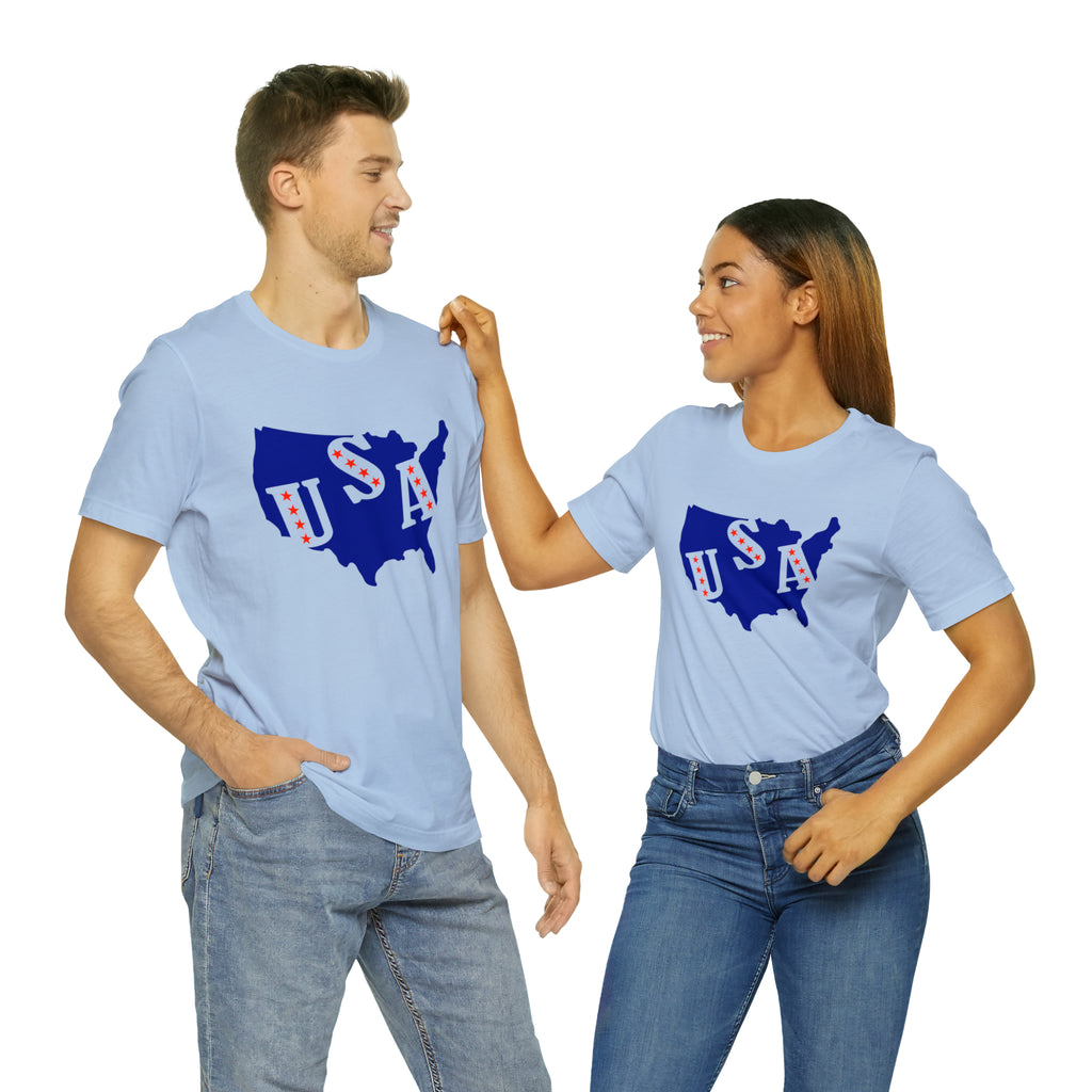 4th of July USA Jersey Short Sleeve Tee - Soft & Comfortable - Patriotic Clothing - Made in the USA