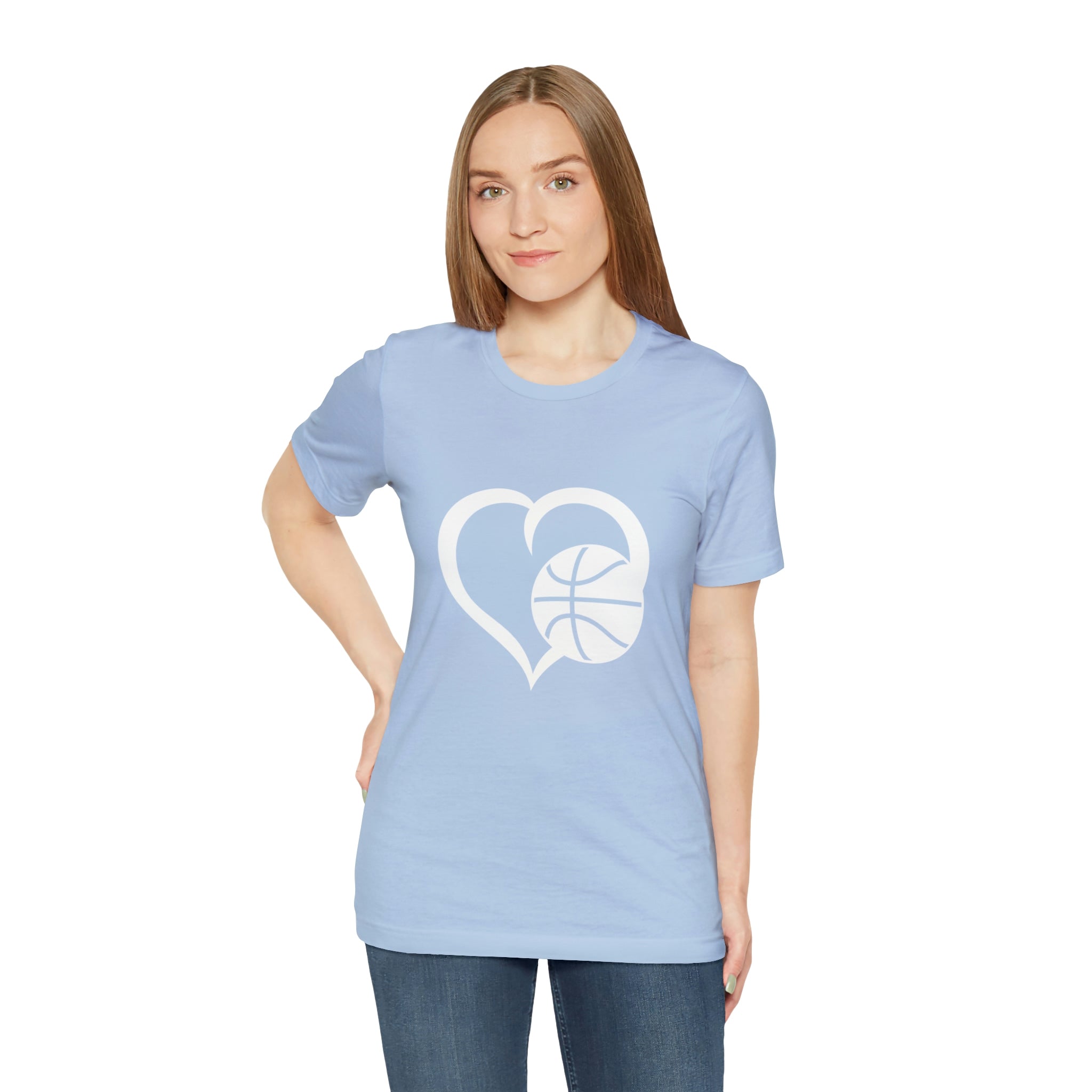 Basketball Heart Short-Sleeve Tee - Cute & Stylish T-Shirt for Basketball Lovers - Soft & Comfortable