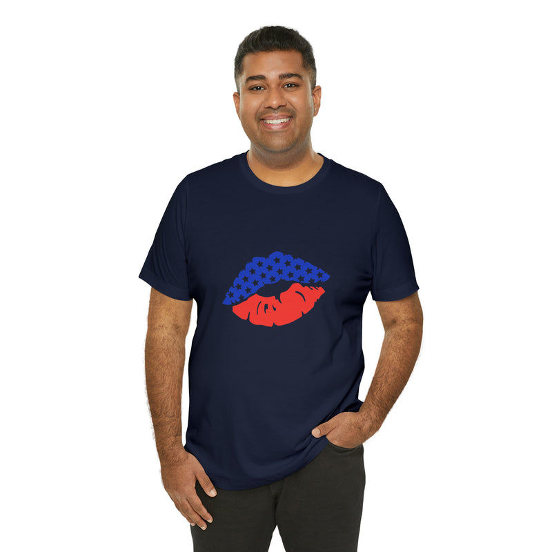 American Lips Short Sleeve Tee - Soft & Comfortable - Patriotic Clothing - Made in the USA