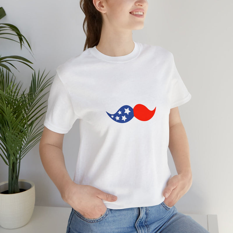 4th of July Mustache Jersey Short Sleeve Tee - Soft & Comfortable - Patriotic Clothing - Made in the USA