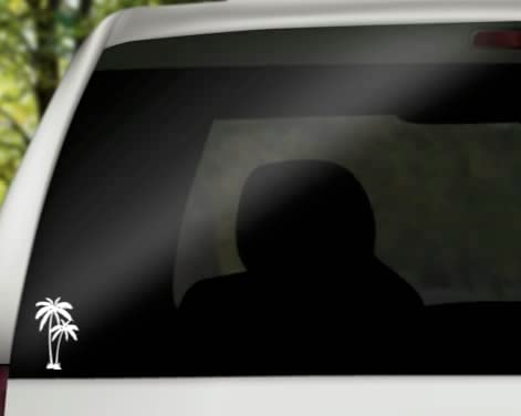 Palm Trees Vinyl Decal | White | 2.9 x 4.75 inch