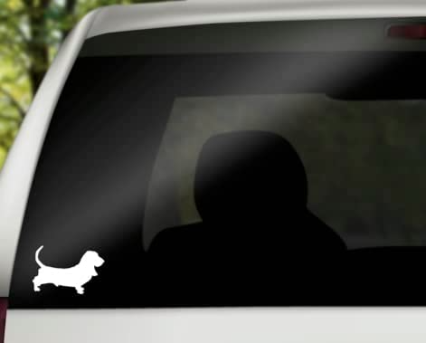 Basset Hound Side Vinyl Decal | White | 4.5 x 3.0 inch