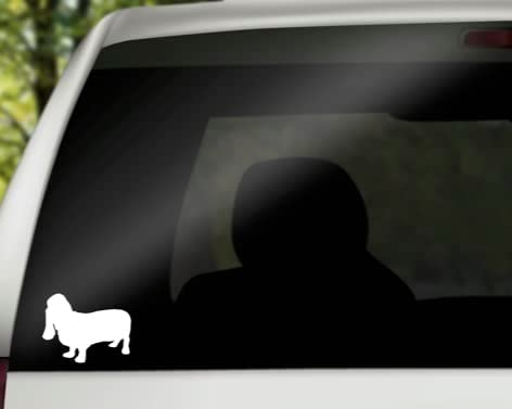 Basset Hound Looking Forward Vinyl Decal | White | 4.5 x 3.5 inch