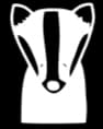 Badger Headshot Vinyl Decal | White | 3.1 x 4.5 inch