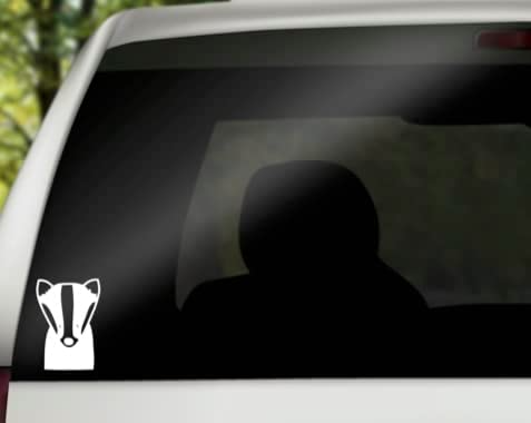 Badger Headshot Vinyl Decal | White | 3.1 x 4.5 inch