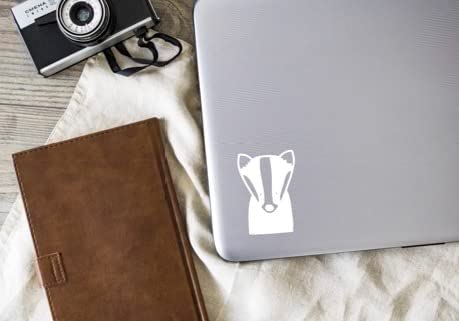 Badger Headshot Vinyl Decal | White | 3.1 x 4.5 inch