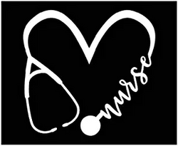 Nurse Heart Vinyl Decal | White |  4.5 x 4.3 inch