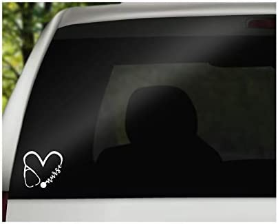 Nurse Heart Vinyl Decal | White |  4.5 x 4.3 inch