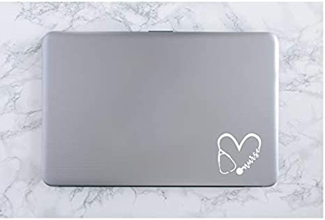 Nurse Heart Vinyl Decal | White |  4.5 x 4.3 inch