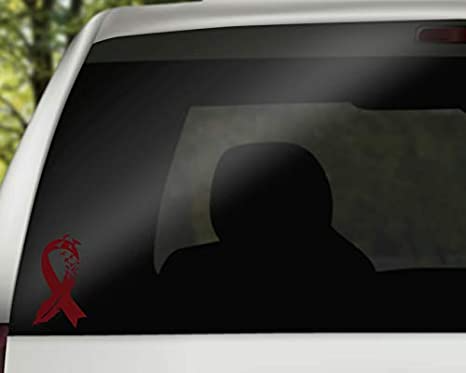 Bird Feather Multiple Myeloma Cancer Ribbon Decal |Burgundy 2.6 x 4.5 inch