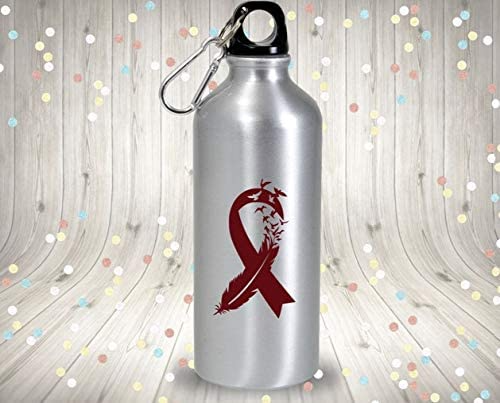 Bird Feather Multiple Myeloma Cancer Ribbon Decal |Burgundy 2.6 x 4.5 inch