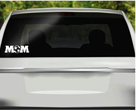 Soccer Mom Vinyl Decal | White | Made in USA by Foxtail Decals | for Car Windows, Tablets, Laptops, Water Bottles, etc. | 4.75 x 1.5 inch