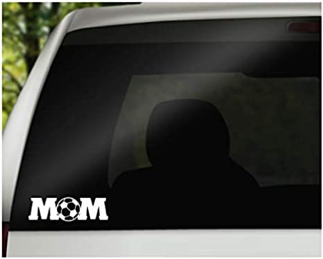 Soccer Mom Vinyl Decal | White | Made in USA by Foxtail Decals | for Car Windows, Tablets, Laptops, Water Bottles, etc. | 4.75 x 1.5 inch