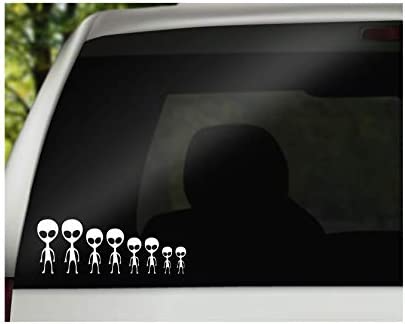 Create Your Own Alien Stick Family Vinyl Decal | White Characters are 1.5-3.0 Inches Tall