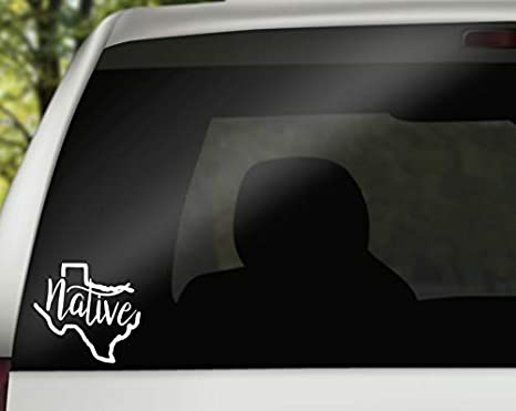 Texas Native Vinyl Decal | White | Made in USA by Foxtail Decals | for Car Windows, Tablets, Laptops, Water Bottles, etc. | 4.5 x 4.2 inch