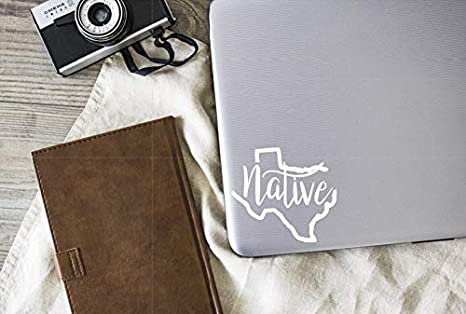 Texas Native Vinyl Decal | White | Made in USA by Foxtail Decals | for Car Windows, Tablets, Laptops, Water Bottles, etc. | 4.5 x 4.2 inch