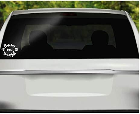 Puppy On Board Paws Vinyl Decal | White