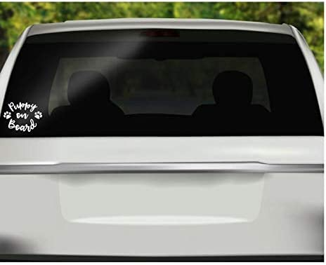 Puppy On Board Paws Vinyl Decal |White