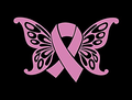 Butterfly Wings Breast Cancer Ribbon Vinyl Decal | Pink 4.5 x 2.8 inch