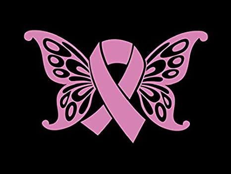 Butterfly Wings Breast Cancer Ribbon Vinyl Decal | Pink 4.5 x 2.8 inch