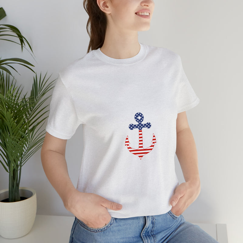 American Flag Anchor Short Sleeve Tee - Patriotic Clothing - Made in the USA