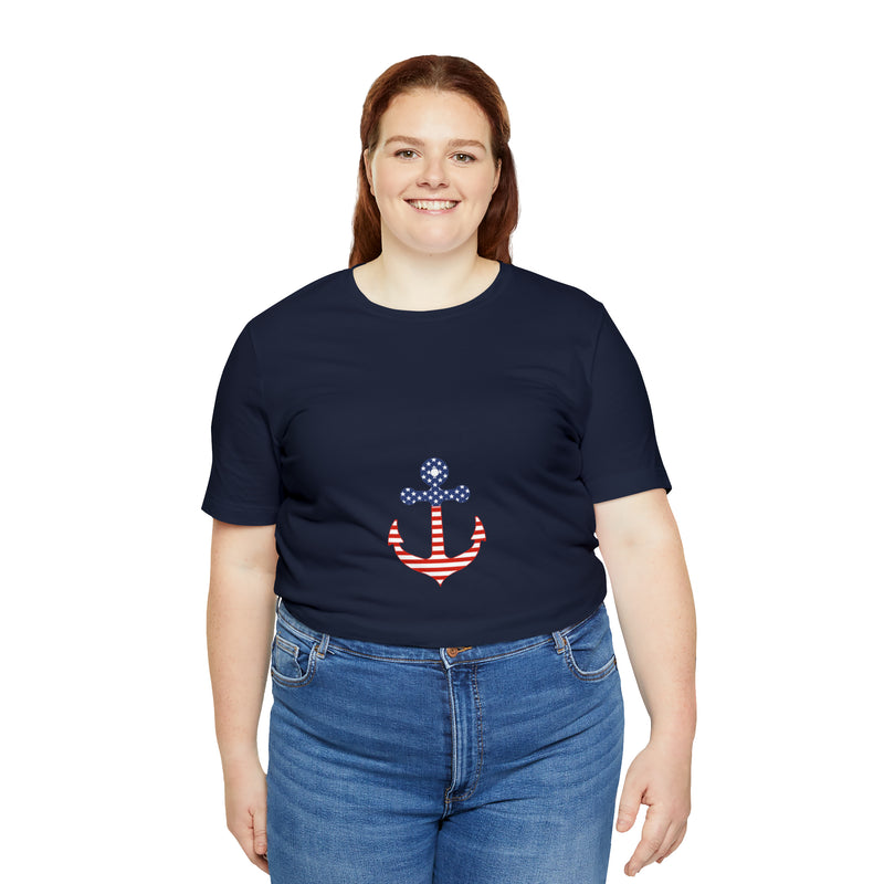 American Flag Anchor Short Sleeve Tee - Patriotic Clothing - Made in the USA