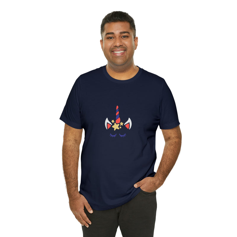 4th of July Unicorn with Stars Jersey Short Sleeve Tee - Soft & Comfortable - Patriotic Clothing - Made in the USA