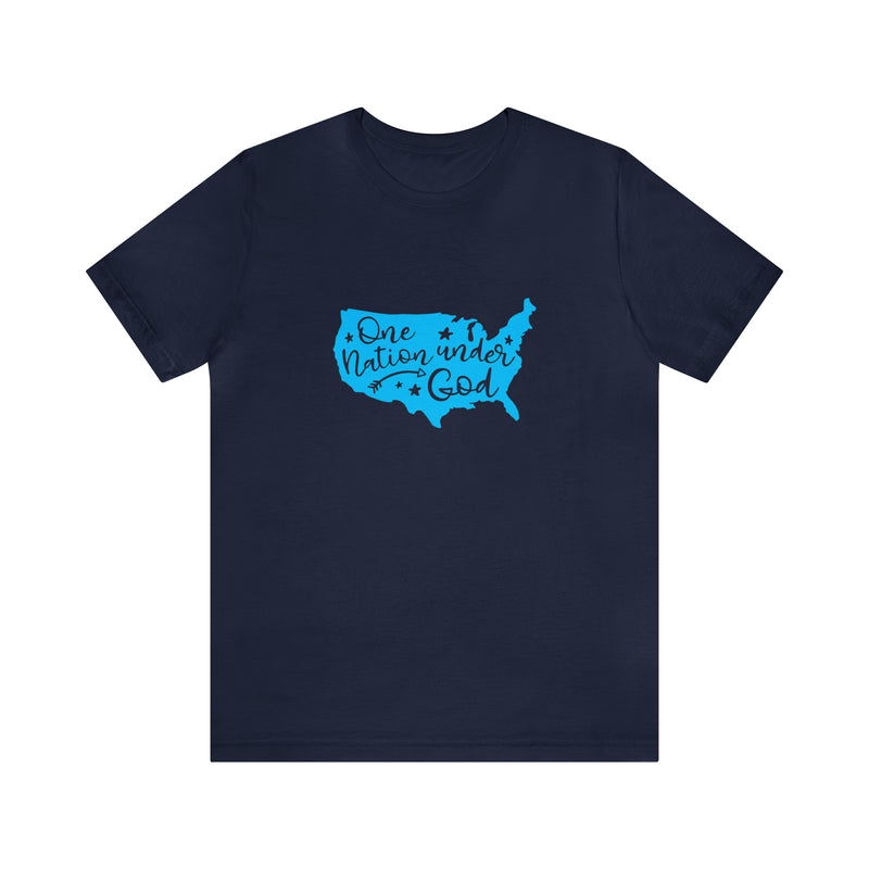 One Nation Under God USA Map Jersey Short Sleeve Tee - Soft & Comfortable - Patriotic Clothing - Made in the USA