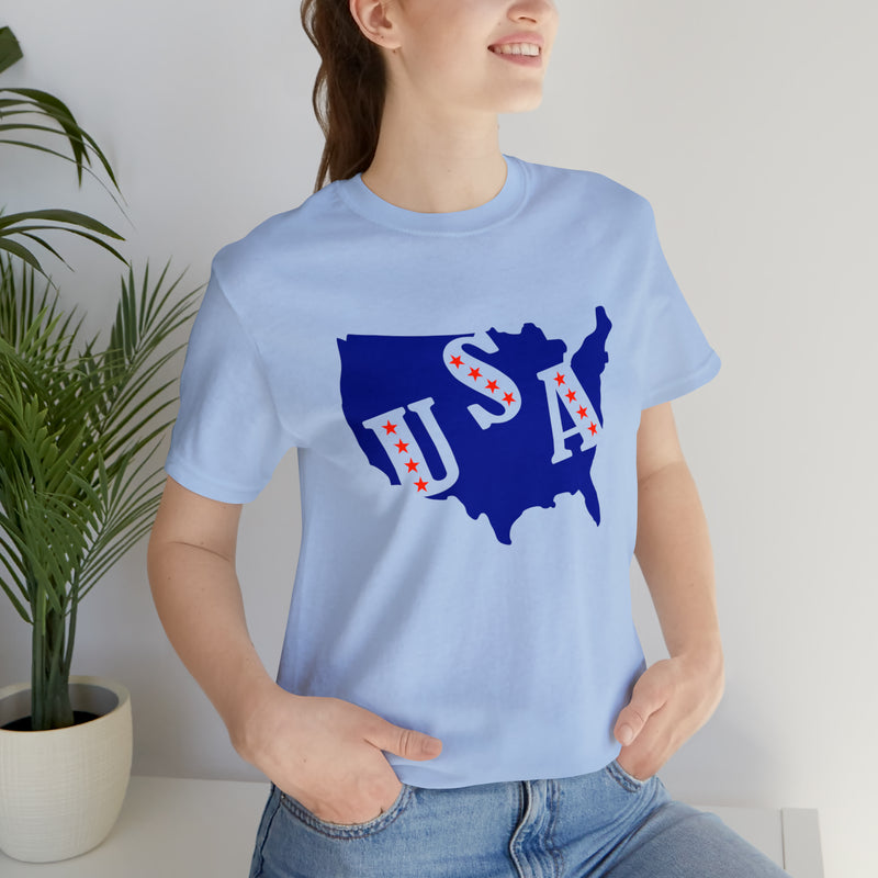 4th of July USA Jersey Short Sleeve Tee - Soft & Comfortable - Patriotic Clothing - Made in the USA