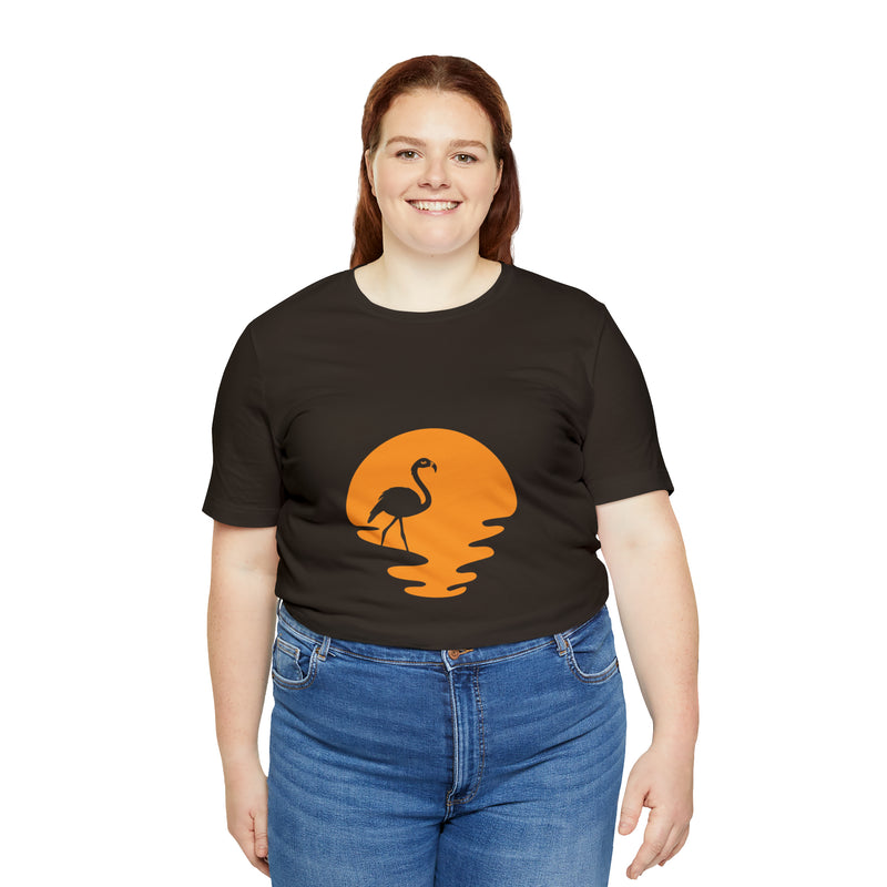 Flamingo Sunset Unisex Jersey Short-Sleeve Tee - Tropical & Relaxing T-Shirt for Flamingo Lovers - Soft & Comfortable - Made in the USA