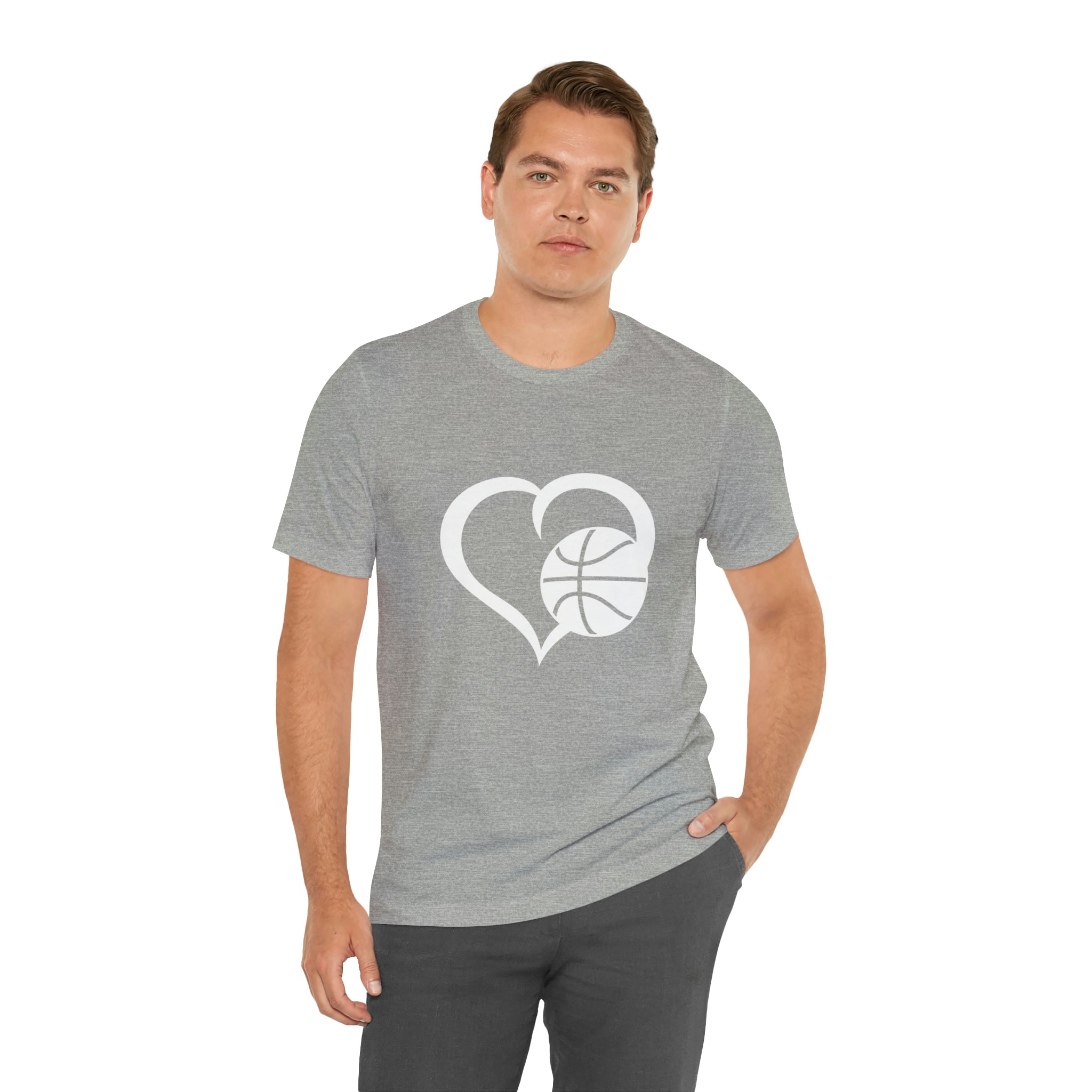 Basketball Heart Short-Sleeve Tee - Cute & Stylish T-Shirt for Basketball Lovers - Soft & Comfortable