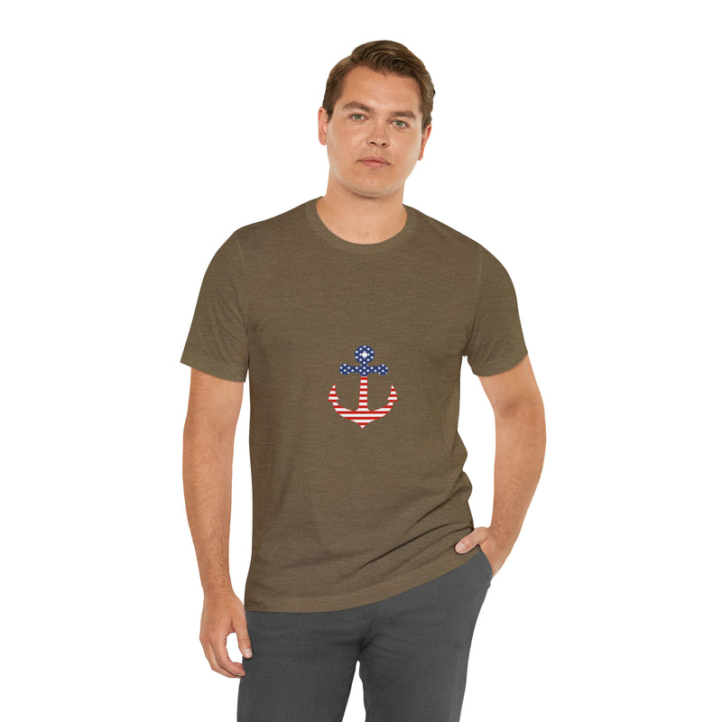 American Flag Anchor Short Sleeve Tee - Patriotic Clothing - Made in the USA